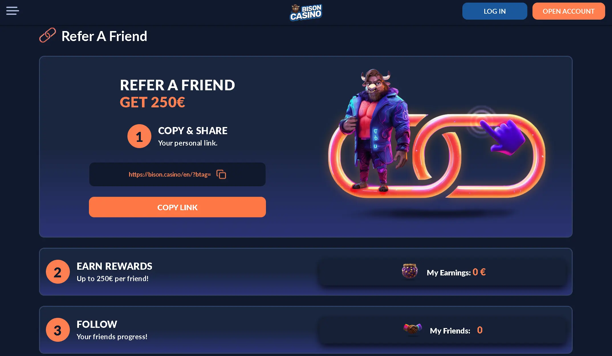 реферальна програма Bison Casino